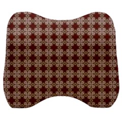 Brown Tiles Leaves Wallpaper Velour Head Support Cushion by Pakrebo