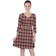 Brown Tiles Leaves Wallpaper Ruffle Dress by Pakrebo