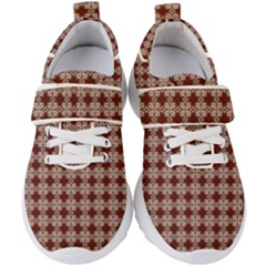 Brown Tiles Leaves Wallpaper Kids  Velcro Strap Shoes by Pakrebo