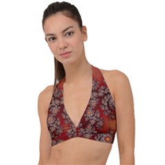 Fractal Rendering Pattern Abstract Halter Plunge Bikini Top