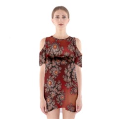 Fractal Rendering Pattern Abstract Shoulder Cutout One Piece Dress