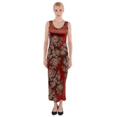 Fractal Rendering Pattern Abstract Fitted Maxi Dress