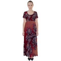 Fractal Rendering Pattern Abstract High Waist Short Sleeve Maxi Dress