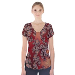 Fractal Rendering Pattern Abstract Short Sleeve Front Detail Top by Pakrebo