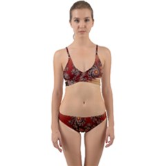 Fractal Rendering Pattern Abstract Wrap Around Bikini Set