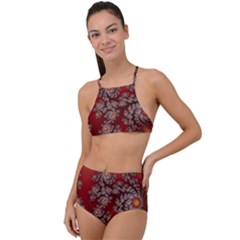 Fractal Rendering Pattern Abstract High Waist Tankini Set