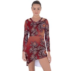 Fractal Rendering Pattern Abstract Asymmetric Cut-Out Shift Dress