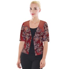 Fractal Rendering Pattern Abstract Cropped Button Cardigan