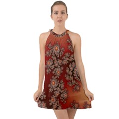 Fractal Rendering Pattern Abstract Halter Tie Back Chiffon Dress