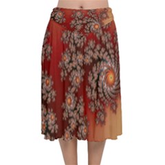 Fractal Rendering Pattern Abstract Velvet Flared Midi Skirt