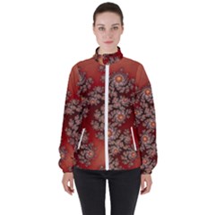 Fractal Rendering Pattern Abstract Women s High Neck Windbreaker