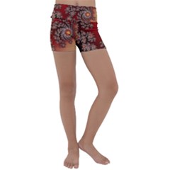 Fractal Rendering Pattern Abstract Kids  Lightweight Velour Yoga Shorts