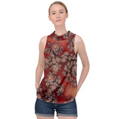 Fractal Rendering Pattern Abstract High Neck Satin Top by Pakrebo