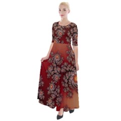 Fractal Rendering Pattern Abstract Half Sleeves Maxi Dress