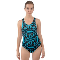 Pattern Seamless Ornament Abstract Cut-Out Back One Piece Swimsuit