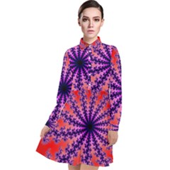 Fractal Abstract Background Spiral Long Sleeve Chiffon Shirt Dress