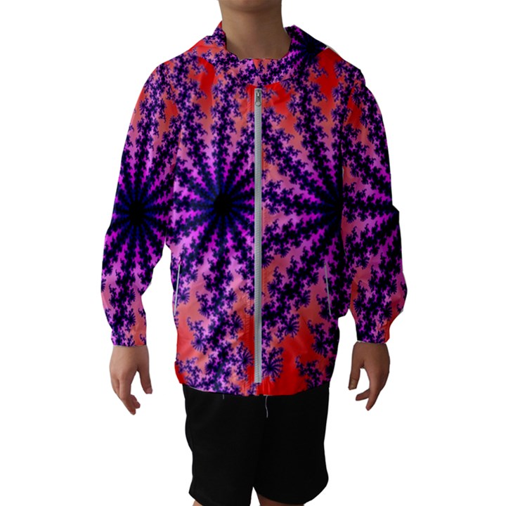 Fractal Abstract Background Spiral Kids  Hooded Windbreaker