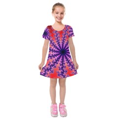 Fractal Abstract Background Spiral Kids  Short Sleeve Velvet Dress by Pakrebo