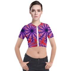 Fractal Abstract Background Spiral Short Sleeve Cropped Jacket by Pakrebo