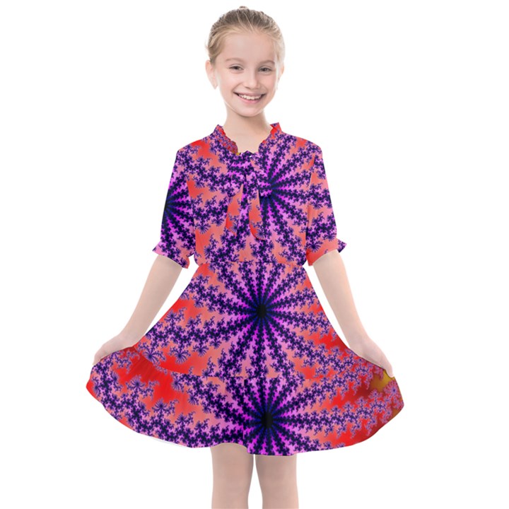 Fractal Abstract Background Spiral Kids  All Frills Chiffon Dress