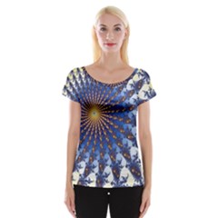 Fractal Spiral Curve Abstraction Cap Sleeve Top by Pakrebo