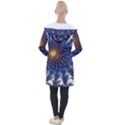 Fractal Spiral Curve Abstraction Longline Hooded Cardigan View2