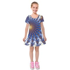 Fractal Spiral Curve Abstraction Kids  Short Sleeve Velvet Dress by Pakrebo