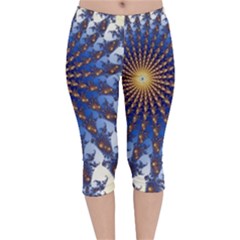 Fractal Spiral Curve Abstraction Velvet Capri Leggings 