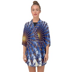 Fractal Spiral Curve Abstraction Half Sleeve Chiffon Kimono by Pakrebo