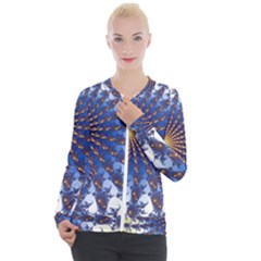 Fractal Spiral Curve Abstraction Casual Zip Up Jacket