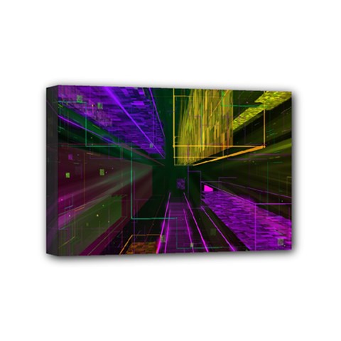 Data City Large Fiction Digital Mini Canvas 6  X 4  (stretched) by Pakrebo