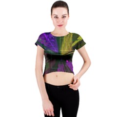 Data City Large Fiction Digital Crew Neck Crop Top by Pakrebo