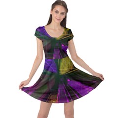 Data City Large Fiction Digital Cap Sleeve Dress by Pakrebo