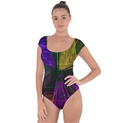 Data City Large Fiction Digital Short Sleeve Leotard  by Pakrebo