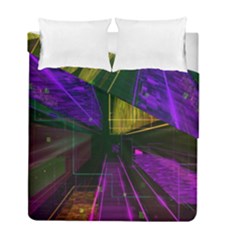 Data City Large Fiction Digital Duvet Cover Double Side (full/ Double Size) by Pakrebo