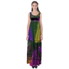 Data City Large Fiction Digital Empire Waist Maxi Dress by Pakrebo