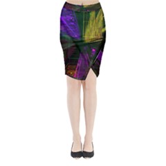 Data City Large Fiction Digital Midi Wrap Pencil Skirt by Pakrebo