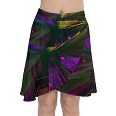 Data City Large Fiction Digital Chiffon Wrap Front Skirt by Pakrebo