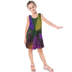 Data City Large Fiction Digital Kids  Sleeveless Dress by Pakrebo