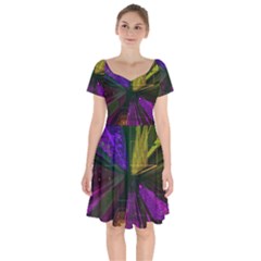 Data City Large Fiction Digital Short Sleeve Bardot Dress by Pakrebo