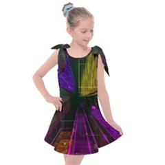 Data City Large Fiction Digital Kids  Tie Up Tunic Dress by Pakrebo