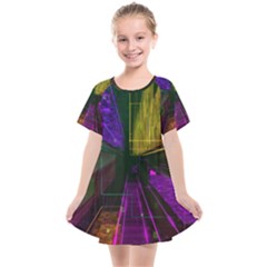 Data City Large Fiction Digital Kids  Smock Dress by Pakrebo