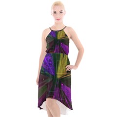 Data City Large Fiction Digital High-low Halter Chiffon Dress  by Pakrebo