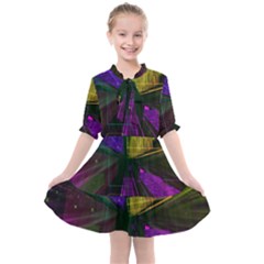 Data City Large Fiction Digital Kids  All Frills Chiffon Dress by Pakrebo