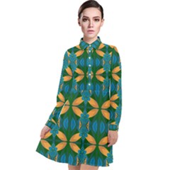 Seamless Wallpaper Digital Patterns Long Sleeve Chiffon Shirt Dress