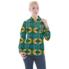 Seamless Wallpaper Digital Patterns Women s Long Sleeve Pocket Shirt