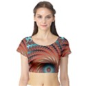 Fractal Spiral Abstract Design Short Sleeve Crop Top View1