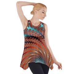 Fractal Spiral Abstract Design Side Drop Tank Tunic by Pakrebo