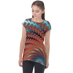 Fractal Spiral Abstract Design Cap Sleeve High Low Top by Pakrebo