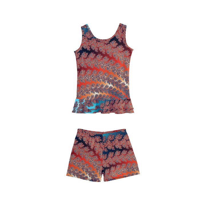 Fractal Spiral Abstract Design Kids  Boyleg Swimsuit